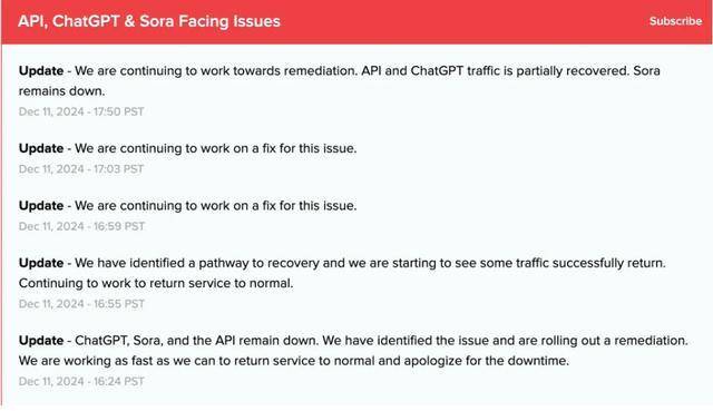 OpenAI更新事故报告：流量已基本恢复