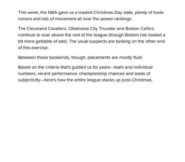 NBA年终实力榜排名：快船第九马刺逼近前十，太阳勇士大幅下滑